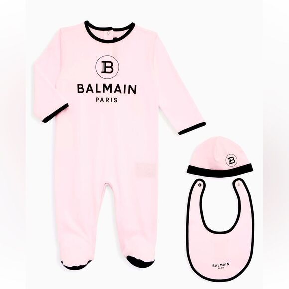 BALMAIN BABY GIRL’S 3 - PIECE LOGO FOOTIE SET 3M - Picture 1 of 14